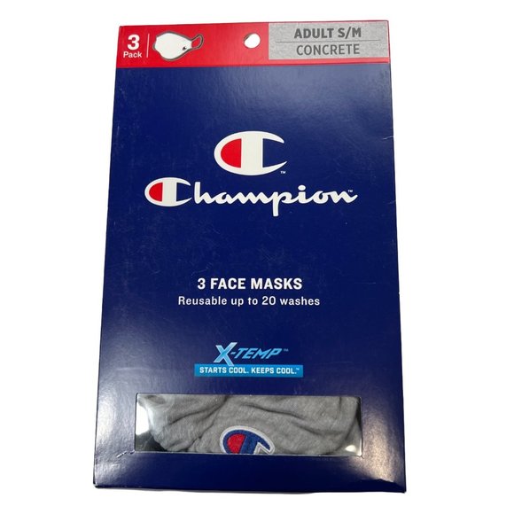 Champion 9 Adult Face Masks 3 Boxes Of 3 Black, Navy, Concrete S/M Reusable - Picture 8 of 12